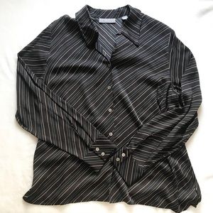 Kate Hill striped silk button down blouse